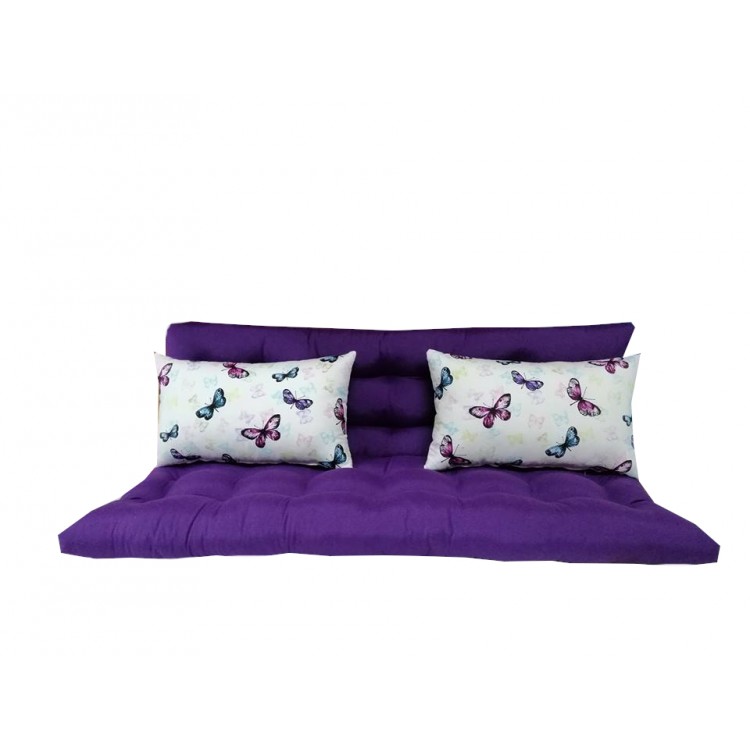 Mor Düz Renk 160x60 Cm Salıncak Minderi Ve 2 Adet Mor Kelebek Desenli Kırlent Hediyeli Her Desen Renk Ve Ebatlarda Hazırlanır-Fitsdekor 